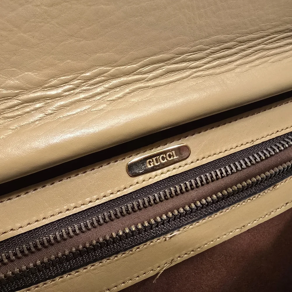 Vintage Gucci Tan Beige Leather Handbag